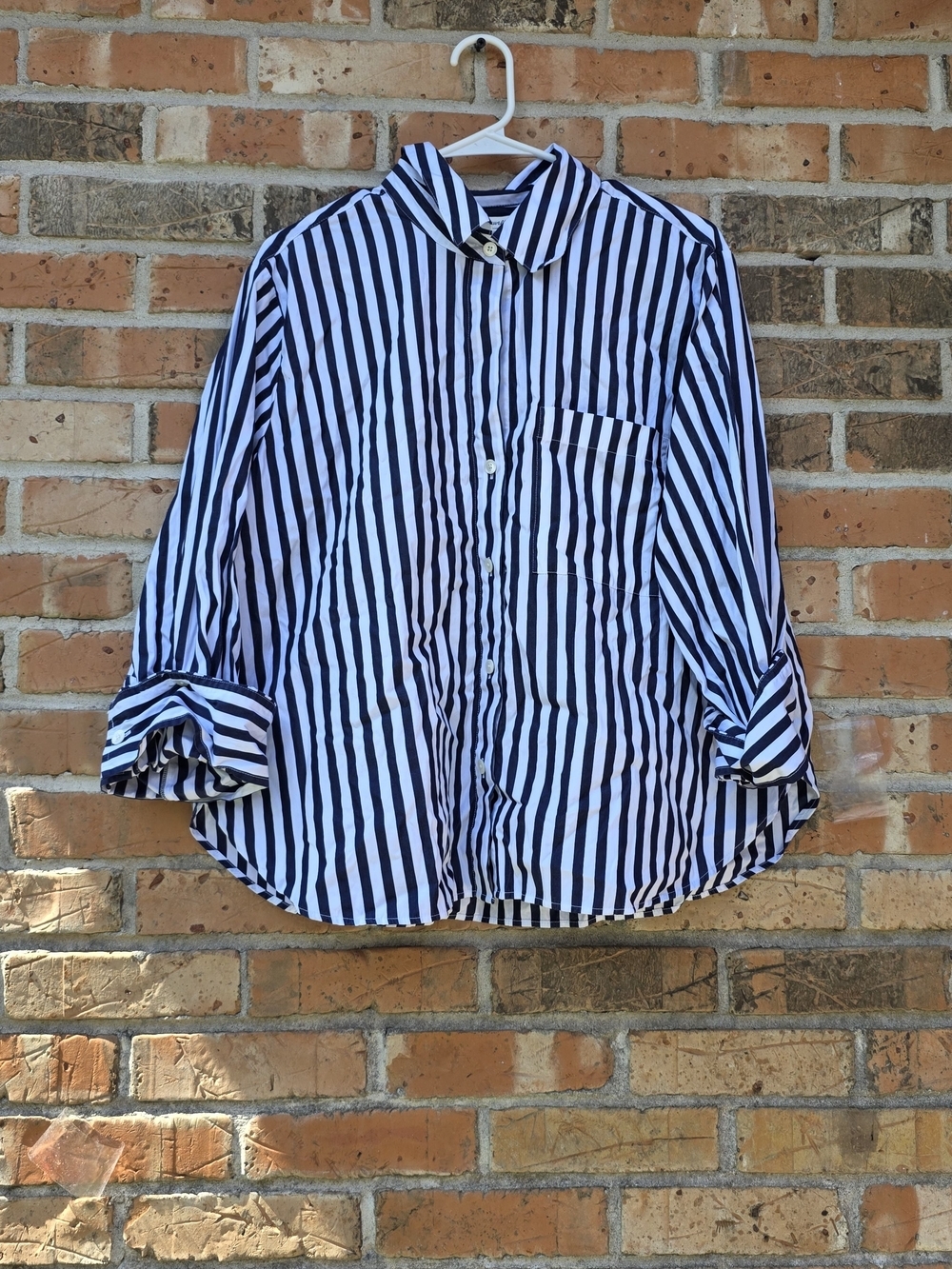 Madewell Blue and White Striped Button-Up Shirt - Picture 7 of 16